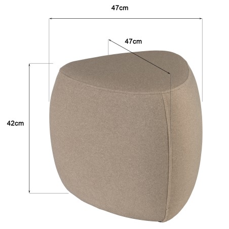 Pouf forme galet n°1 en tissu effet velours beige foncé | Collection Leopold