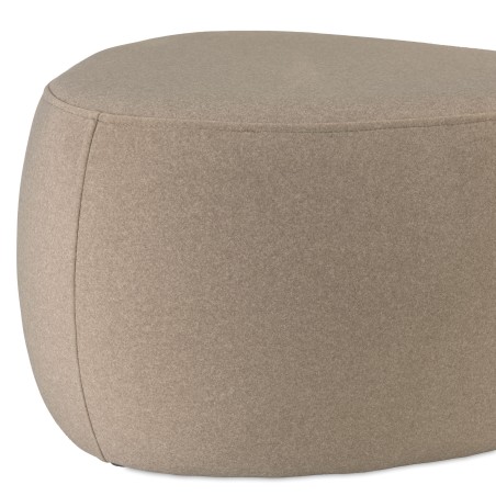 Pouf forme galet n°3 en tissu effet velours beige foncé  | Collection Leopold