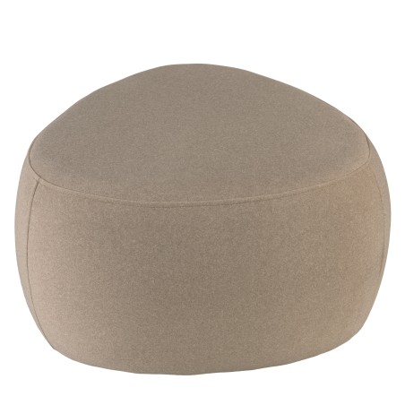 Pouf forme galet n°3 en tissu effet velours beige foncé  | Collection Leopold