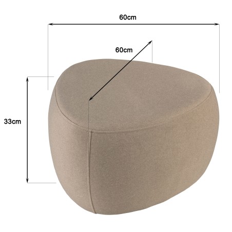 Pouf forme galet n°3 en tissu effet velours beige foncé  | Collection Leopold