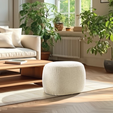 Designer pouffe no. 2 in beige small terry cloth | Leopold Collection