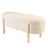 Banc en tissu effet laine beige et pieds bois | Collection Leopold