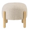Pouf en tissu effet laine beige et pieds bois | Collection Leopold