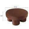 Brown velvet-effect fabric pouffe | Leopold Collection