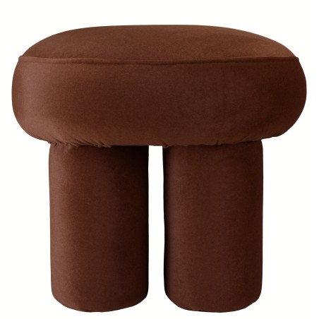 Pouf en tissu effet velours marron - Collection Leopold