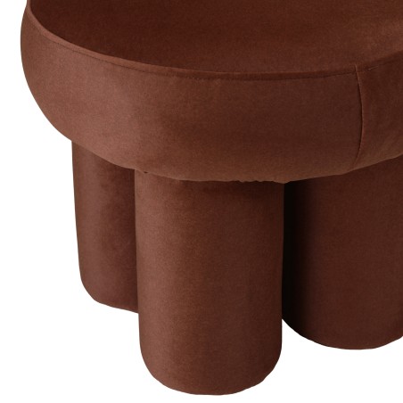 Pouf en tissu effet velours marron - Collection Leopold