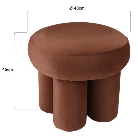 Brown velvet-effect fabric pouffe - Leopold Collection