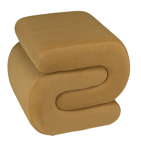 Mustard yellow velvet-effect fabric pouffe | Leopold Collection