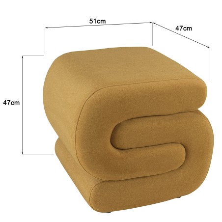 Pouf en tissu effet velours jaune moutarde | Collection Leopold