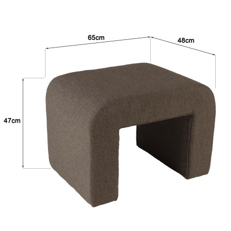 Pouf en tissu petite bouclette taupe foncé | Collection Leopold