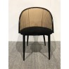 Black fabric armchair with rounded backrest and cane effect | Second Life
