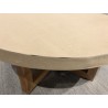 92x92cm round coffee table in concrete and beige teak wood | Second life