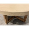 92x92cm round coffee table in concrete and beige teak wood | Second life
