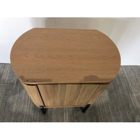 Table de chevet bois 1 porte style rétro pin marron | Seconde Vie