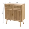 Buffet couleur naturelle 2 tiroirs 2 portes bois cannage | Seconde Main