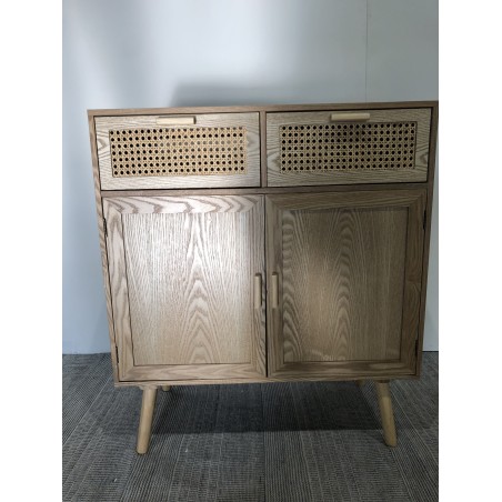 Buffet couleur naturelle 2 tiroirs 2 portes bois cannage | Seconde Main