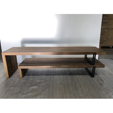 SECONDE MAIN  - Meuble TV marron 2 niveaux Teck recyclé