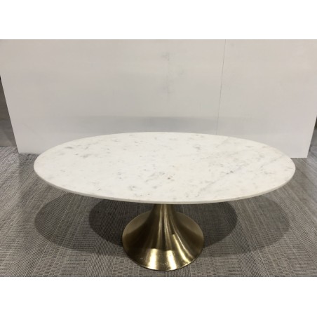 JAMES Coffee Table 100x56cm - Marble Top & Gold Flared Legs