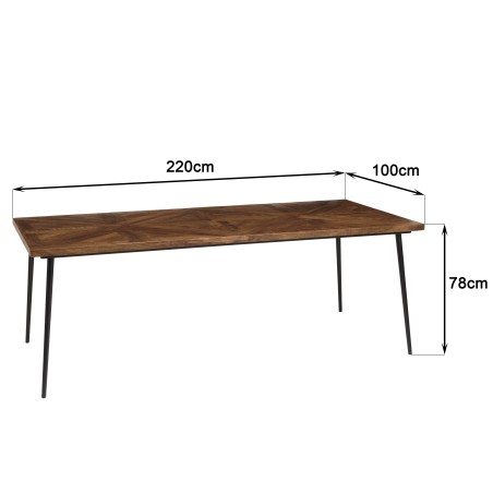 Table à manger KIARA en bois recyclé 220x100cm | Seconde Vie
