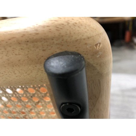 Chaise dossier rotin assise velours orange  | Seconde Main