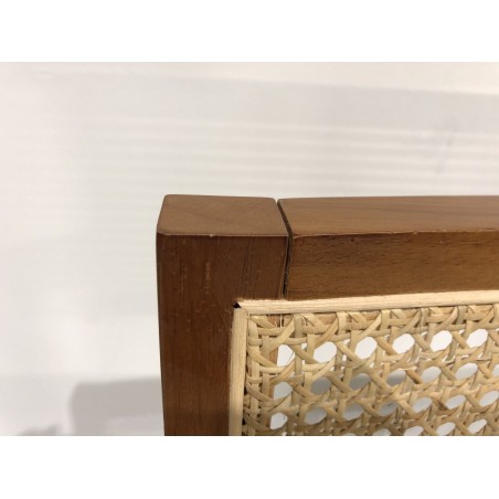 Dark rubberwood armchair with natural rattan backrest and seat | Second Hand