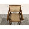 Dark rubberwood armchair with natural rattan backrest and seat | Second Hand