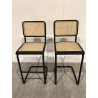 Lot de 2 tabourets de bar H65cm bois noir/cannage naturel | Seconde Main