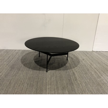 Black round coffee table, 78x78cm, metal base | Second Hand