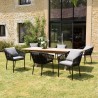 Set of 6 Black Corded Chairs with Anthracite Grey Cushions