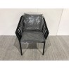 Set of 6 Black Corded Chairs with Anthracite Grey Cushions