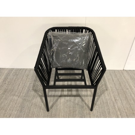 Set of 6 Black Corded Chairs with Anthracite Grey Cushions