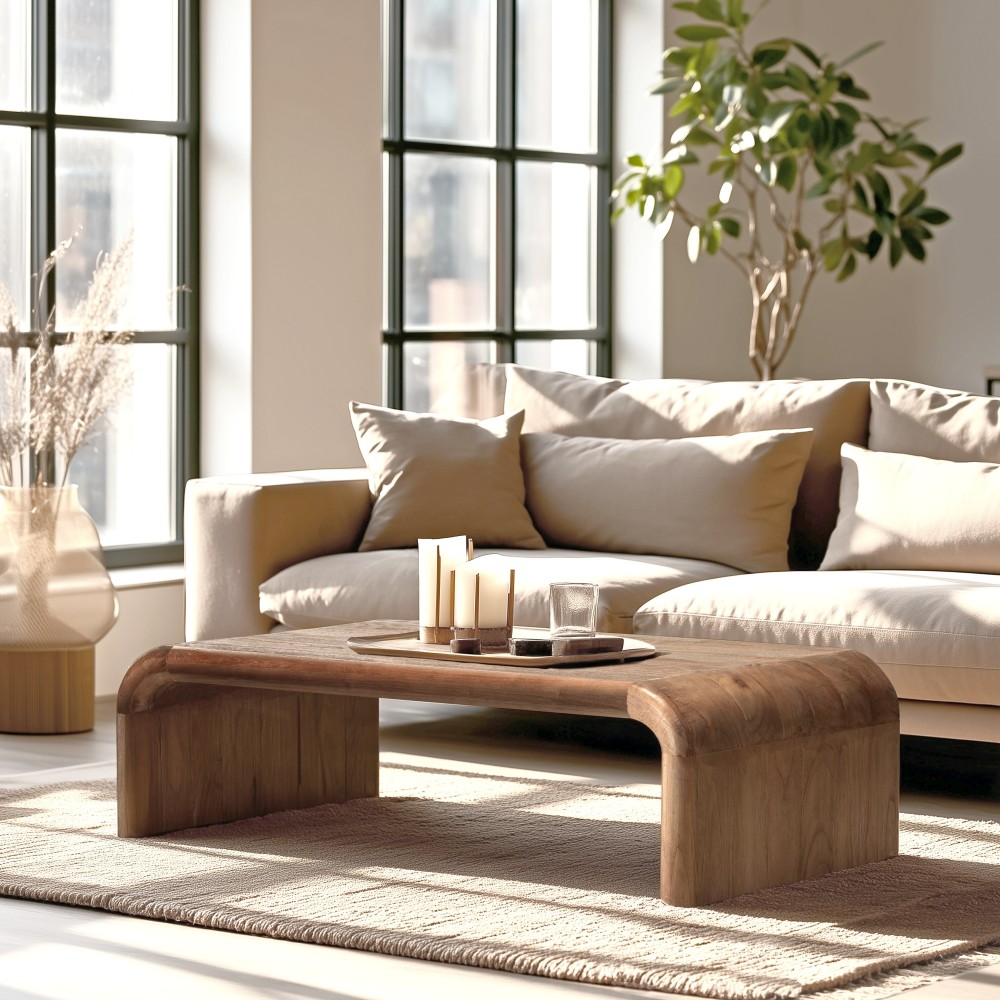 Sleek coffee table in mindi wood | Romy Collection | Macabane