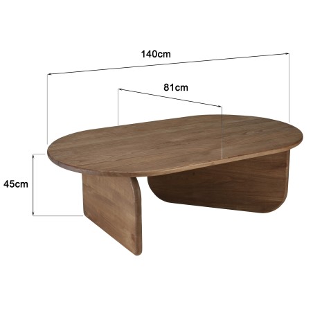 140cm organic-shaped coffee table in mindi wood | Romy Collection