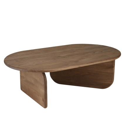 140cm organic-shaped coffee table in mindi wood | Romy Collection