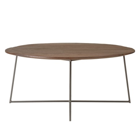 Round coffee table 80x80cm in mindi wood with black metal legs | Romy Collection