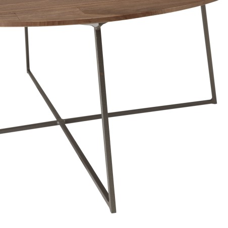 Round coffee table 80x80cm in mindi wood with black metal legs | Romy Collection