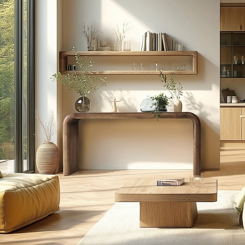 Sleek console table in mindi wood | Romy Collection