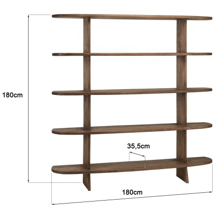 Linear bookcase with 5 shelves in mindi wood | Romy | Macabane