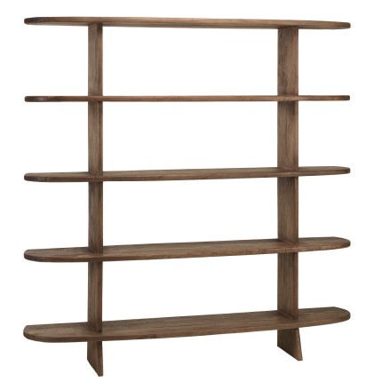 Linear bookcase with 5 shelves in mindi wood | Romy | Macabane
