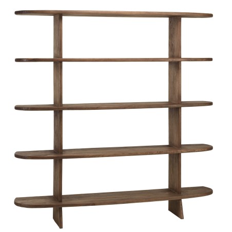 Linear bookcase with 5 shelves in mindi wood | Romy | Macabane