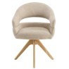 Chaise pivotante en tissu beige dossier arrondi, pieds bois | Collection Ugo