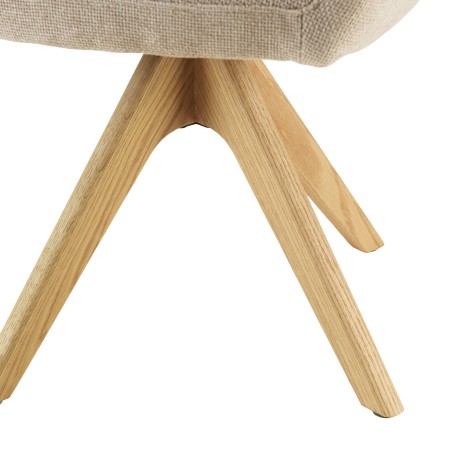 Chaise pivotante en tissu beige dossier arrondi, pieds bois | Collection Ugo