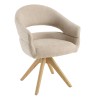 Chaise pivotante en tissu beige dossier arrondi, pieds bois | Collection Ugo