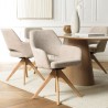 Beige fabric swivel chair with wooden legs | Ugo Collection