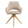 Beige fabric swivel chair with wooden legs | Ugo Collection