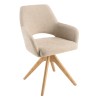 Beige fabric swivel chair with wooden legs | Ugo Collection