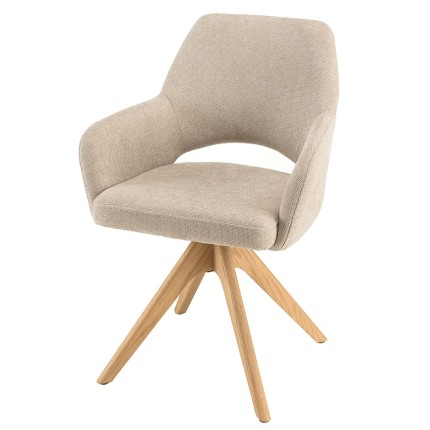 Chaise pivotante tissu beige & pieds bois | Collection Ugo