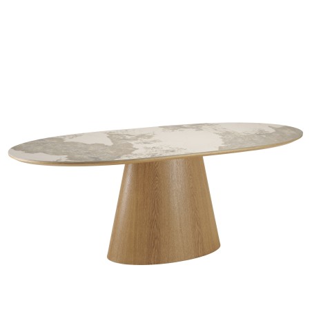 Dining table 200x90cm ceramic top with wooden legs | Ugo Collection