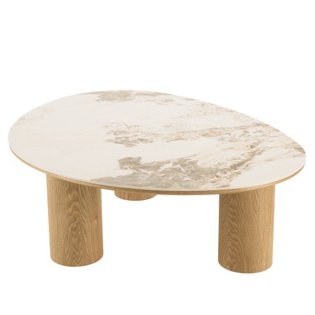 Table basse 110x80cm plateau céramique pieds bois clair | Collection Ugo