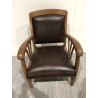 Teak and Brown Leather Armchair DAK